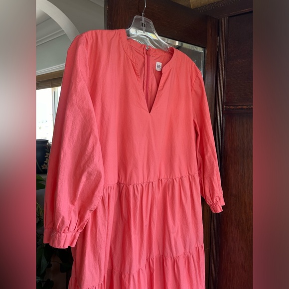Gap Cotton Tiered Maxi Dress. EUC. Size Large Petite. Coral color. - Picture 7 of 7